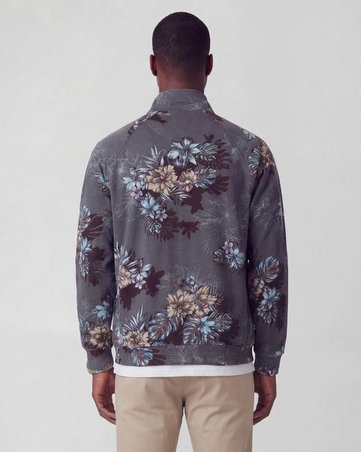 Lords of Harlech Blue Neville Exotic Floral Printed Zip Jacket for men
