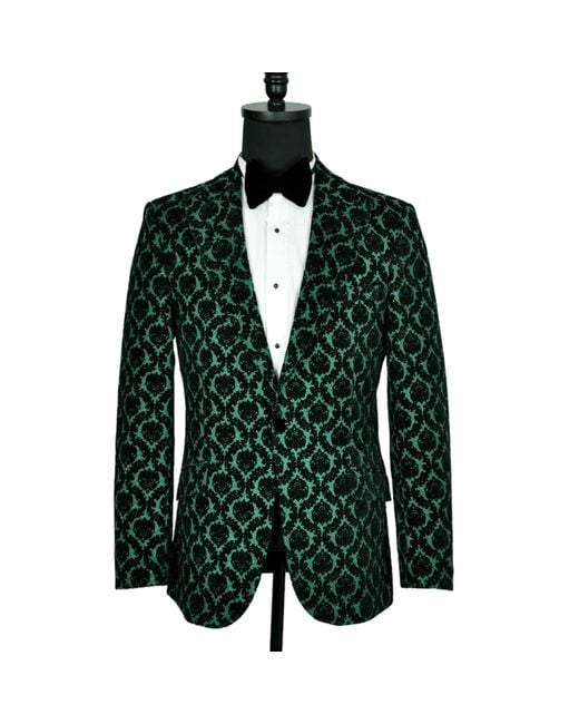 DAVID WEJ Green Washington Floral Jacquard Blazer – for men
