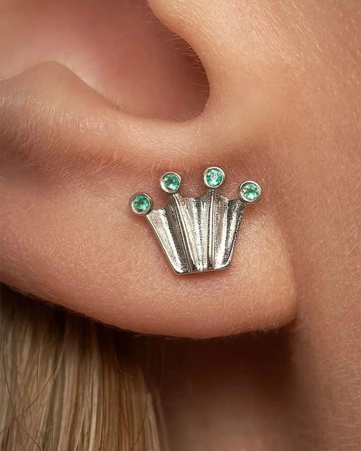 Pearl Code Green Onyx Stud Earrings – Crown