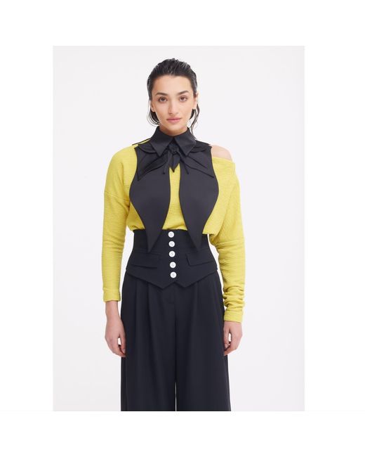 Julia Allert Black Oversized Satin Bib Collar
