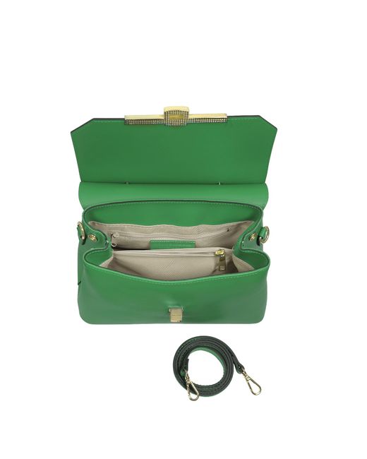 Le Parmentier Green Atlanta Top Handle Satchel Bag W/Shoulder Strap