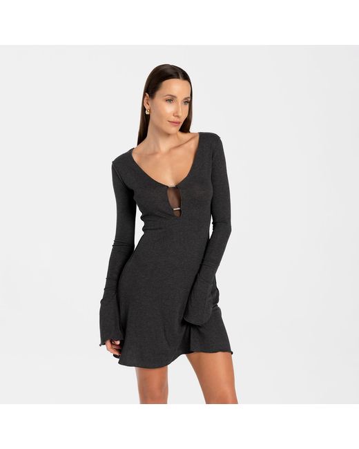 Mandragora Black Viscose Dress With Neckline And Decorative Details – Chloe