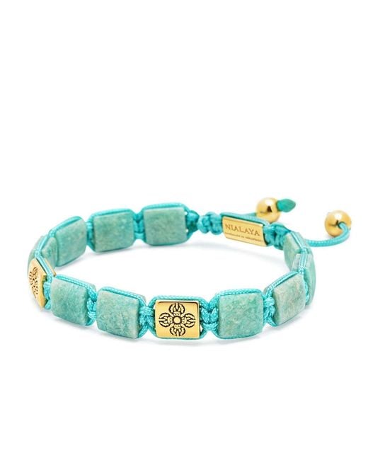 Nialaya Blue Amazonite Dorje Flatbead Bracelet for men