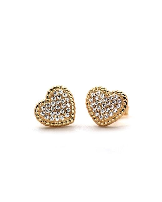 VicStoneNYC Fine Jewelry Metallic Luxury Heart Stud Earrings – Luxury, Sparkle, And Love