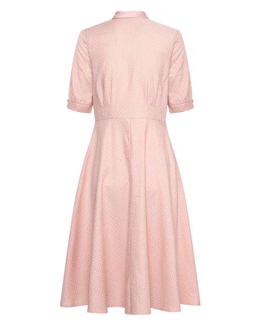 Deer You Stella Skipping Fit & Flare Dress With Bow Collar In Dusty Pink Pin Spot