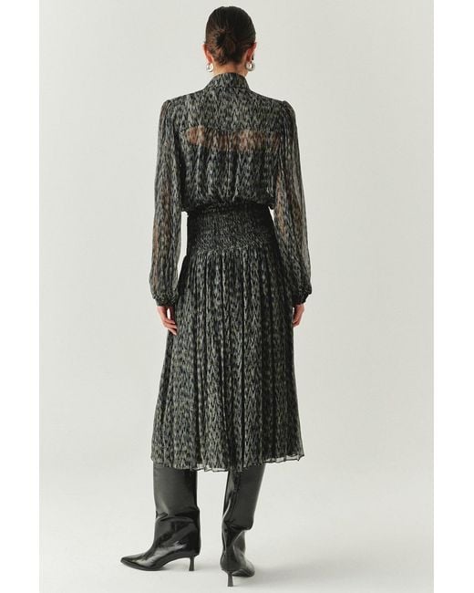 Exquise Black Vada Pleated Midi Skirt