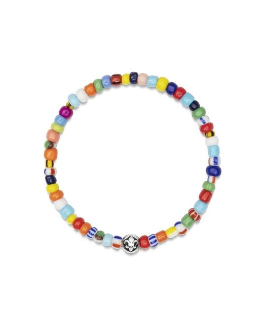 Nialaya Blue Wristband With Assorted Vintage Trifocal Beads And for men
