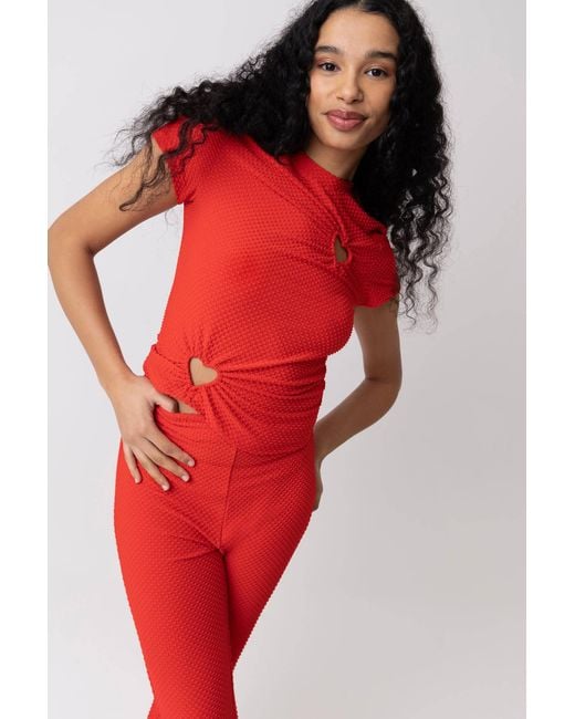 Amy Lynn Red Bowie Cherie Heart Cut Out Top