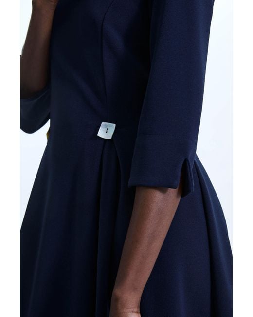 James Lakeland Blue Pin Tuck Button Midi Dress