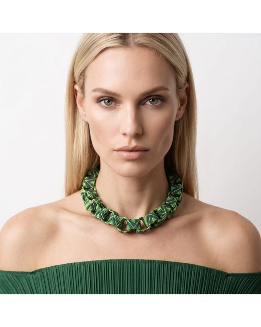 Iliana Arrazola Green Bold Chunky Link Necklace