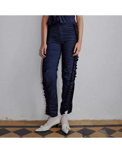 Ccy Currency Blue Frill Pants