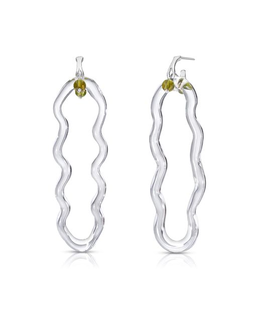 Karen Kriegel Metallic Neutrals Wavy Earrings With Glass Link