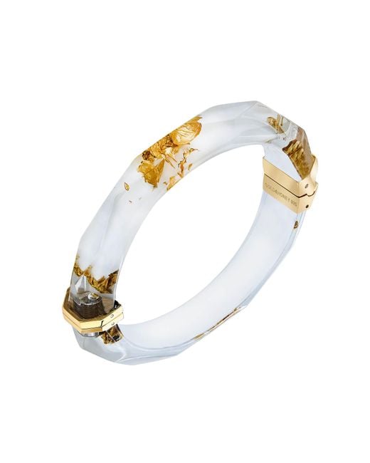Gold & Honey Metallic 24K Leaf Lucite Bangle