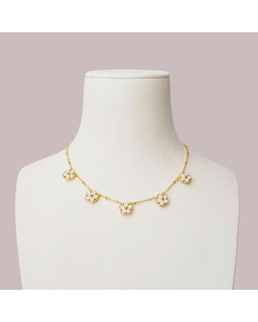 POPORCELAIN Metallic Mini Porcelain Daisy Short Station Necklace