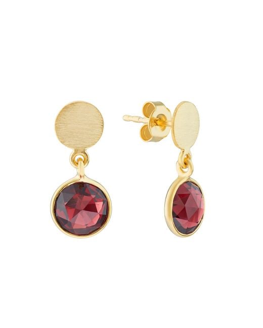 Auree Jewellery Metallic Salina Vermeil Disc & Garnet Earrings