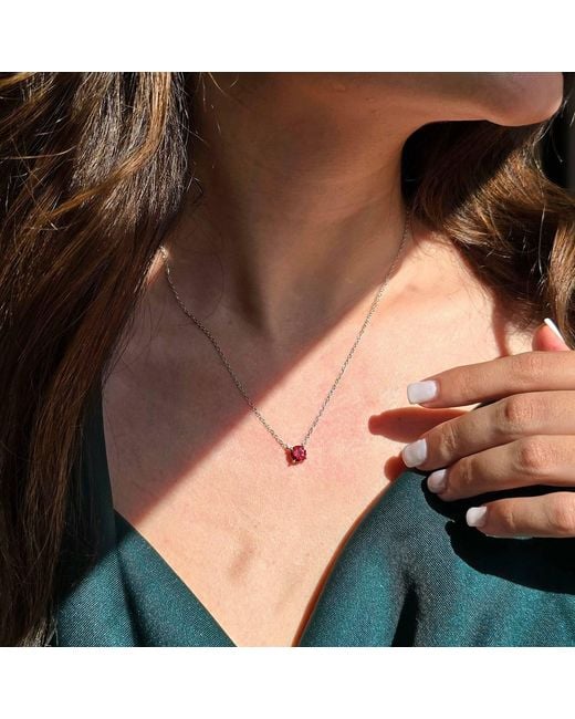 Harfi Pink Ruby Moissanite Crystal Sterling Necklace