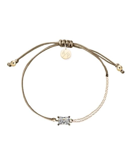 Adriana Pappas Designs Metallic Cz Emerald Cut Bracelet On Colored Cord