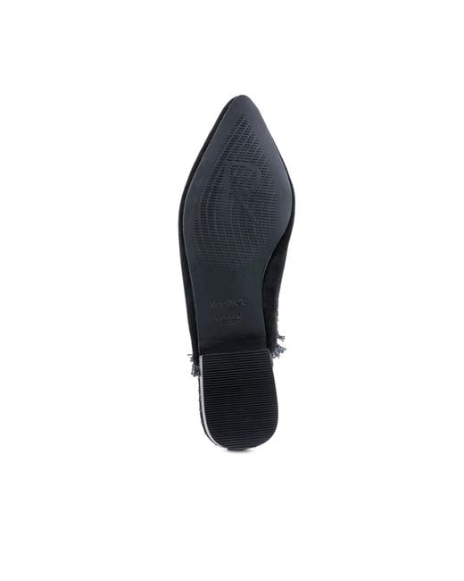 Rag & Co Black Molly Frayed Leather Mules