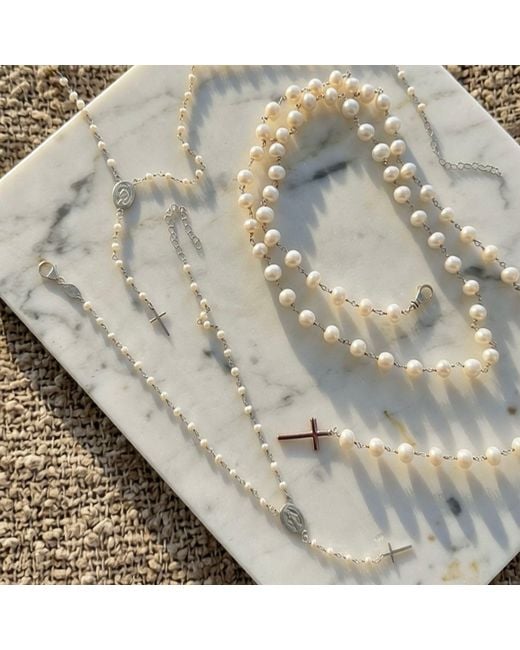 Leni James Metallic The Amelia Pearl Rosary Anklet