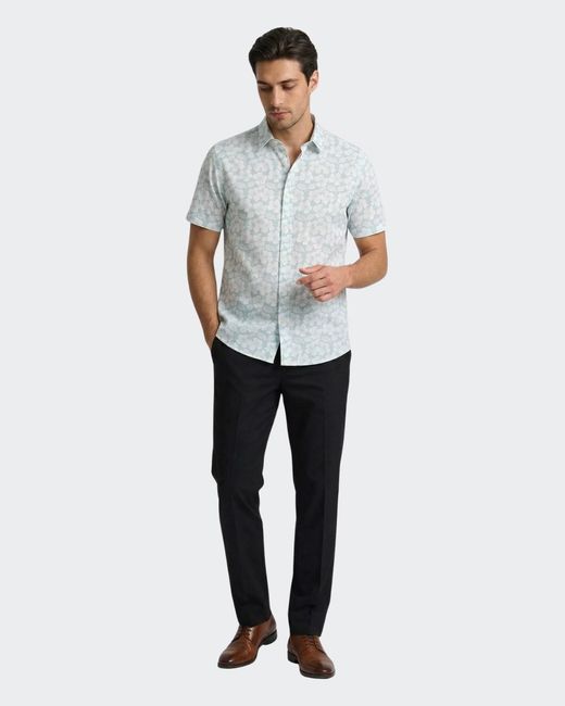 Vustra Blue Cotton Hibiscus Print Button-Down Shirt for men
