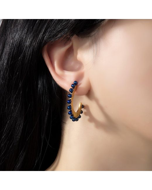 Milou Jewelry Blue Oval Hoop Earrings