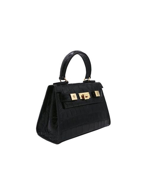 Lalage Beaumont Black Maya Mignon Orinoco Print Calf Leather Handbag