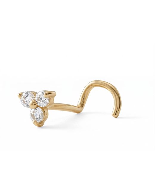 Zahav Jewelry Black 14K Solid 24G Trinity Cz Nose Stud