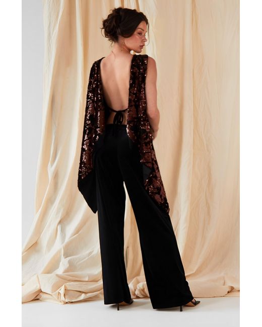 Sarvin Black Wide Leg Velvet Trousers