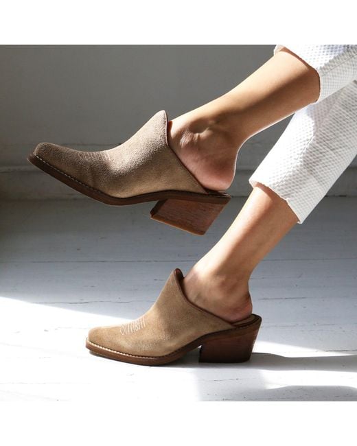 STIVALI NEW YORK Heritage Western Mules In Olive Chip Suede