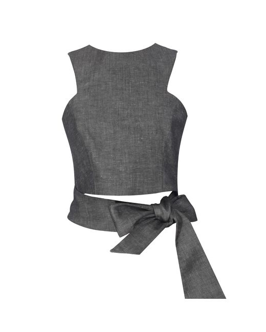 Mirimalist Gray Wrap Around Linen Top