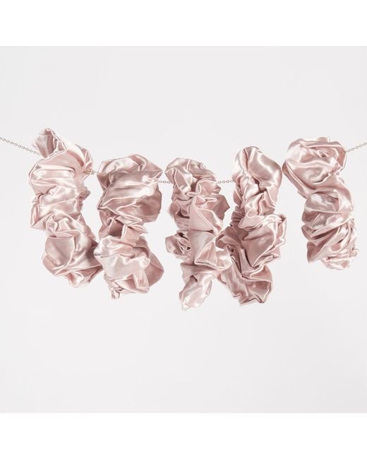 Soft Strokes Silk Pure Mulberry Silk French Scrunchie Set Of Five In Baby Pink