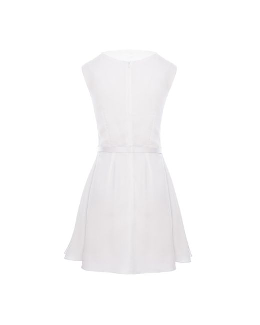 AVENUE No.29 White Cowl Neckline A Line Viscose Mini Dress