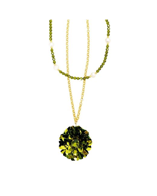 PINAR OZEVLAT Yellow Artichoke Layered Dahlia Necklace