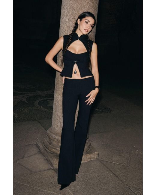 Nocturne Black Braid-Trim Bustier Top With Built-In Bra