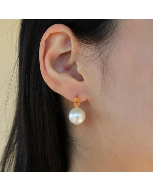 Kai Fine Jewelry Metallic Solid Natural Citrine & Freshwater Pearls Venus Tears Convertible Drop Earrings
