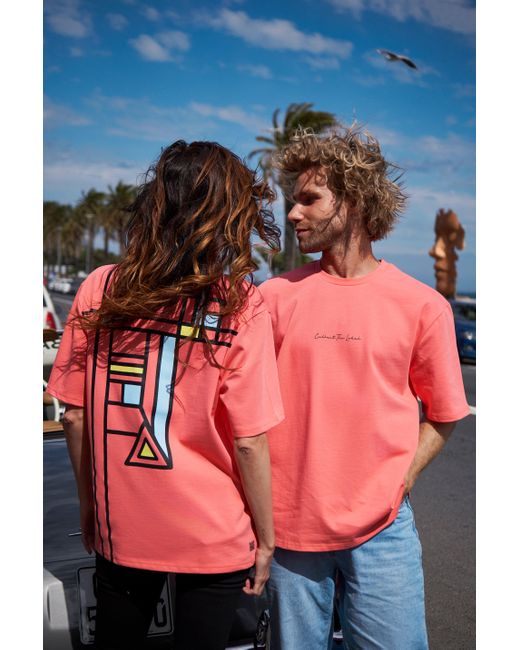 Collect the Label Pink Abstract Grid T-Shirt Neon for men