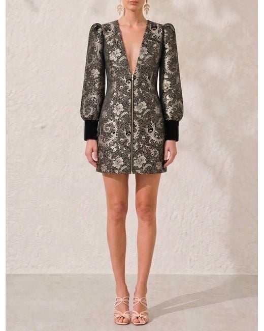 Mandarano Black Belladonna Brocade Mini Dress
