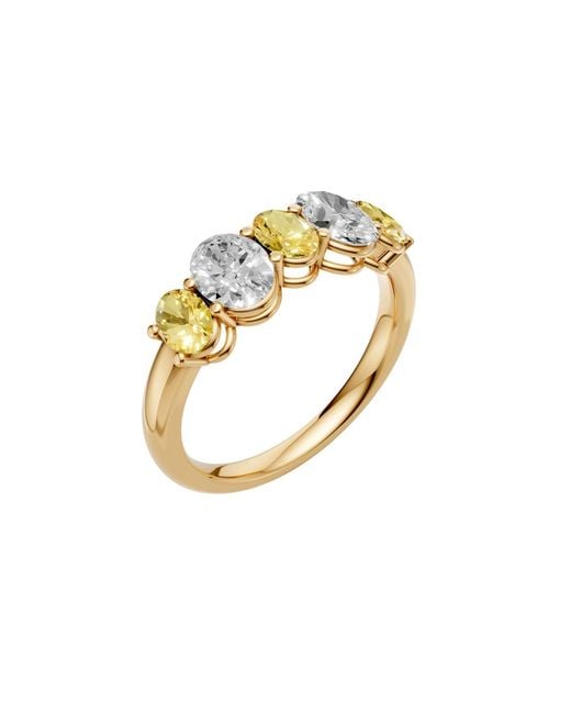 Aya Fine Jewelry Metallic Oval Five Stone Lab Diamond Wedding Band