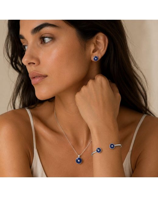 Lily Flo Jewellery Blue Lapis Lazuli Round Pendant Necklace