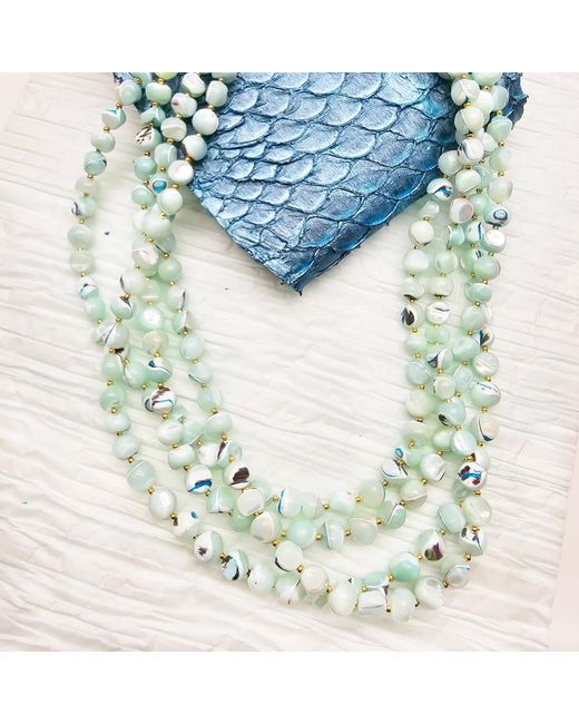 Farra Green Multi Layers Shell Necklace