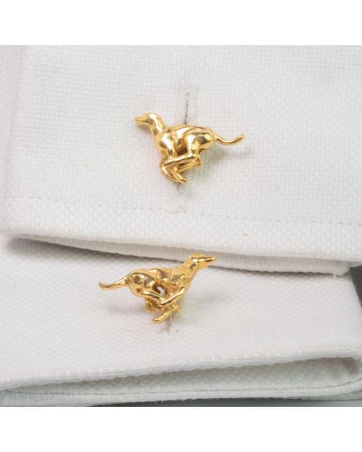 Simon Kemp Jewellers Metallic Running Greyhound Cufflinks Eighteen Carat On Recycled Solid Sterling for men