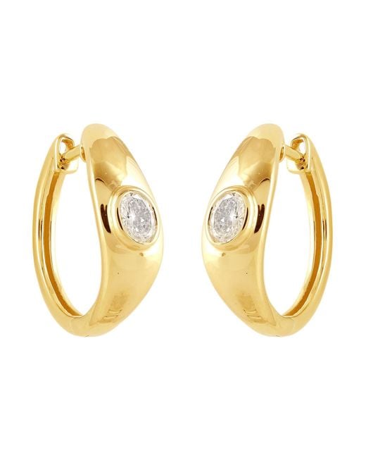 Artisan Pink Bezel Set Oval Diamond Hoop Earrings