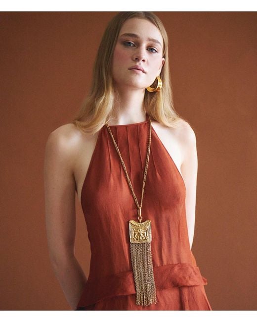 Lovard Metallic Double Eagle Tassel Necklace