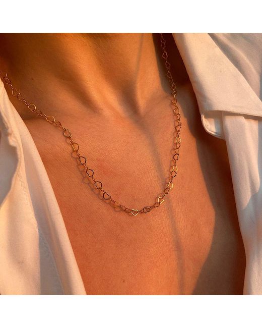 Spero London Metallic Love Heart Sterling Chain Bracelet & Necklace Set