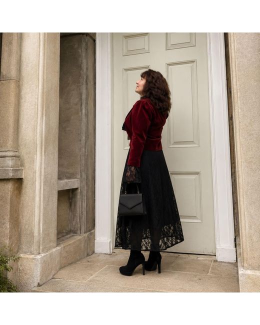 NUMBAT Red Eliza Velvet Bolero Coat - Wine