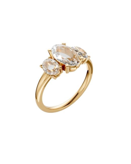Aya Fine Jewelry Metallic 1.65 Ctw Oval Lab Diamond Three Stone Engagement Ring