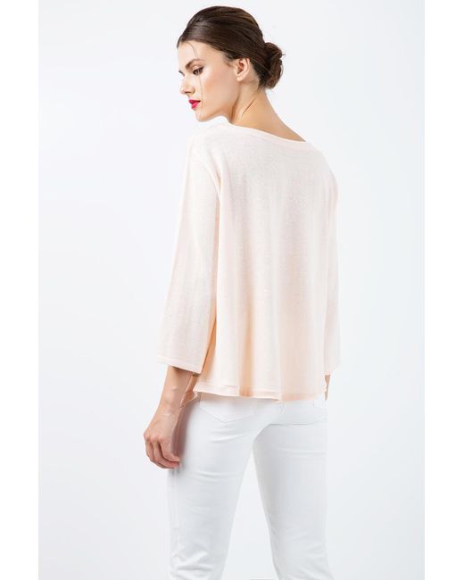 Conquista Pink Knit Cotton Top With An Uneven Hemline