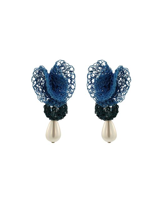 Lavish by Tricia Milaneze Ocean Blue Mix Reef Dangle Handmade Crochet Earrings