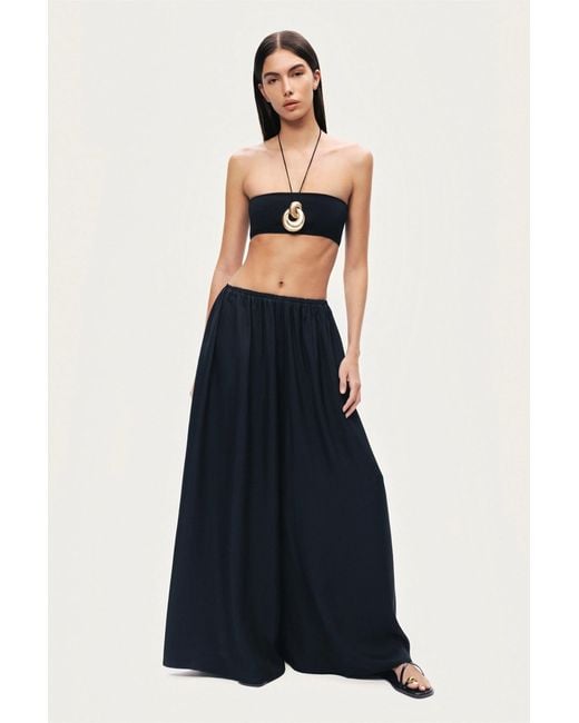 Nocturne Black Elasticated Wide-Leg Pants