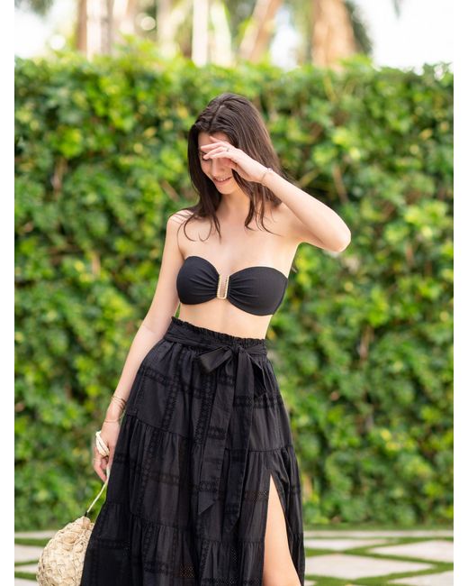Change of Scenery Black Cindy Swim Top Texture